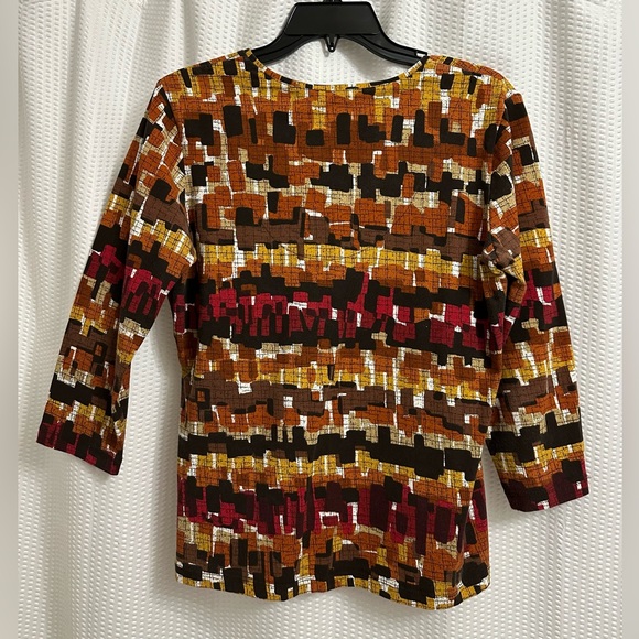 Ruby Rd. Multi Brown 3/4 Sleeve Top - Picture 4 of 4